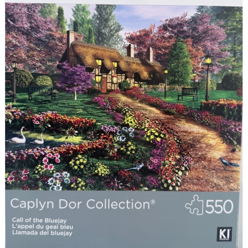 NEW 550 Piece Puzzle w/Poster Call Of The Blue Jay 24"X18" Art By Caplyn Dor‎